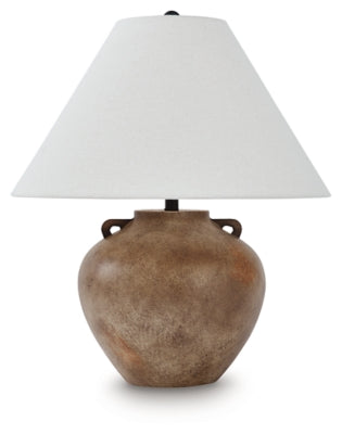 Ashley Furniture Ferrilby table lamp with a sleek base and fabric shade, perfect for adding style to a living space.