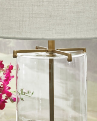 Ashley Furniture Gizeh Table Lamp with textured ceramic base and fabric shade, perfect for enhancing living room decor.