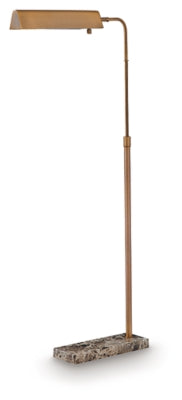 Ashley Furniture Yafe Floor Lamp with sleek metal base and fabric shade, ideal for modern living room lighting.