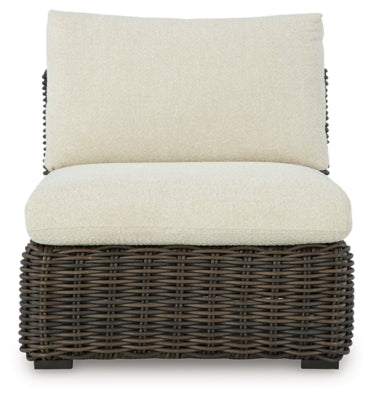 Kimora outdoor sectional by Ashley Furniture, featuring stylish outdoor seating with plush cushions and modern design.