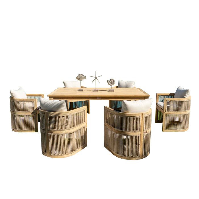 Panama Jack Cabo 7-Piece Barrel Rectangular Dining Set