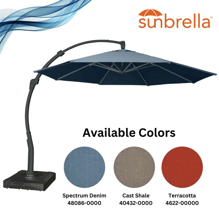 Panama Jack 11.5 Ft Cantilever Sunbrella Denim 360 Umbrella w/Movable Base