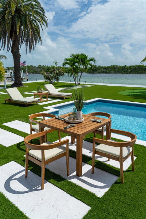 Panama Jack Bali Teak 5-Piece Square Dining Table with Cushions