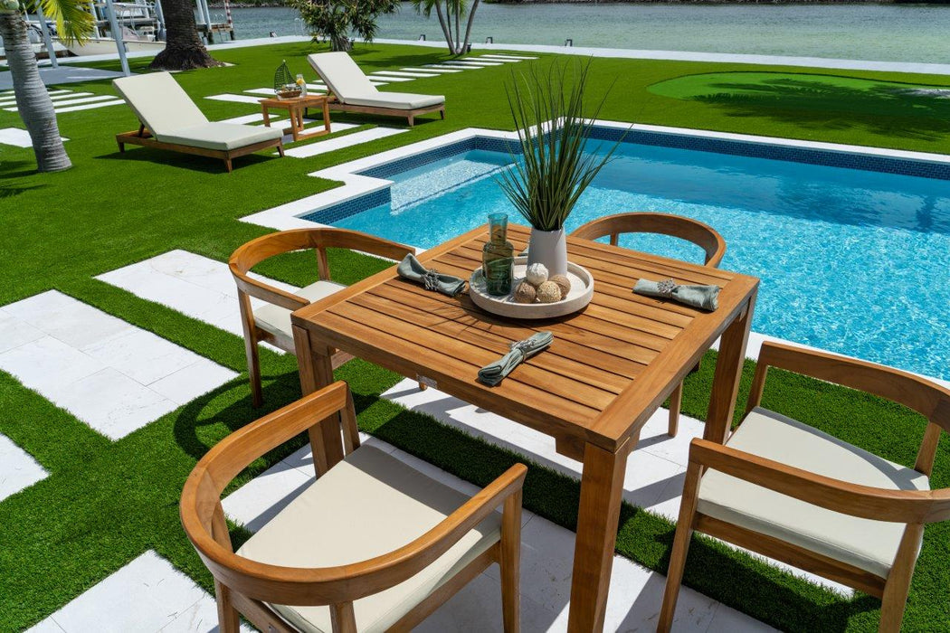 Panama Jack Bali Teak 5-Piece Square Dining Table with Cushions