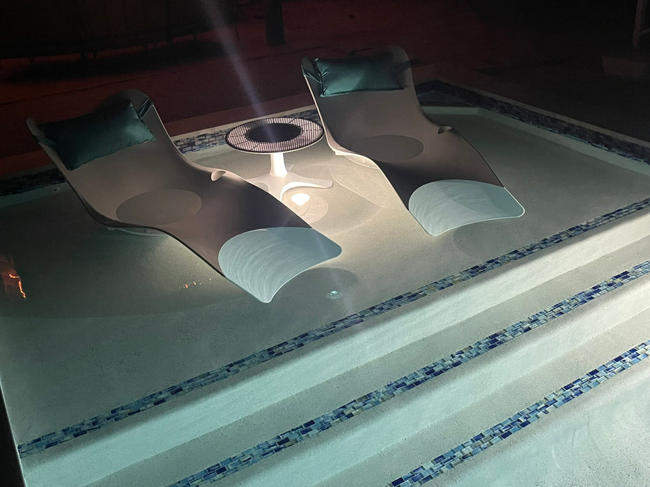 Panama Jack Set of 2 Wave In-Pool Chaise Lounger with End Table