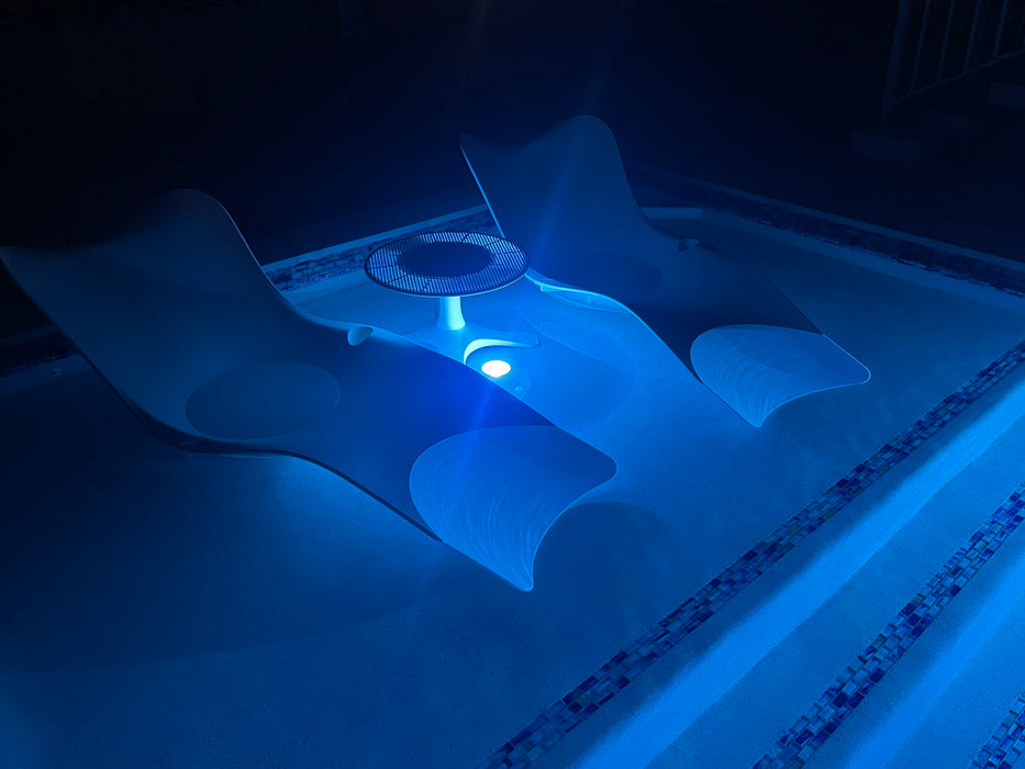 Panama Jack Set of 2 Wave In-Pool Chaise Lounger with End Table