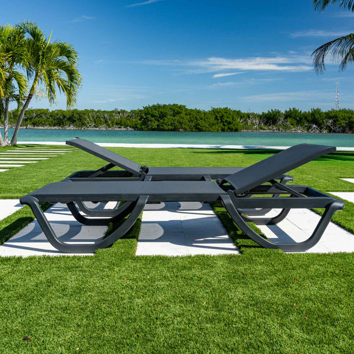 Florence Set of 2 Chaise Lounger - Anthracite - Anthracite Sling