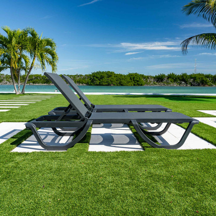 Florence Set of 2 Chaise Lounger - Anthracite - Anthracite Sling