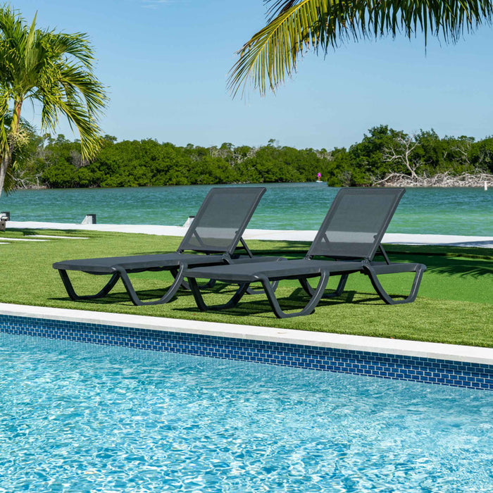 Florence Set of 2 Chaise Lounger - Anthracite - Anthracite Sling