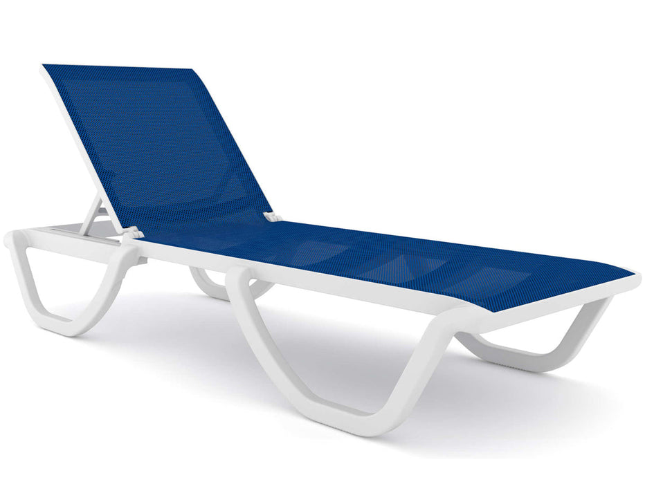 Florence Set of 2 Chaise Lounger - White - Blue Sling