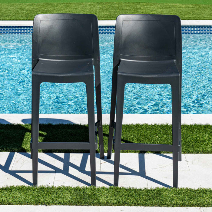 Luna Set of 2 Barstools - Anthracite