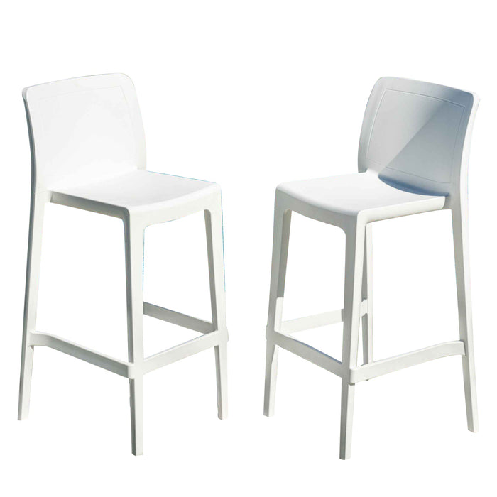 Luna Set of 2 Barstools - White