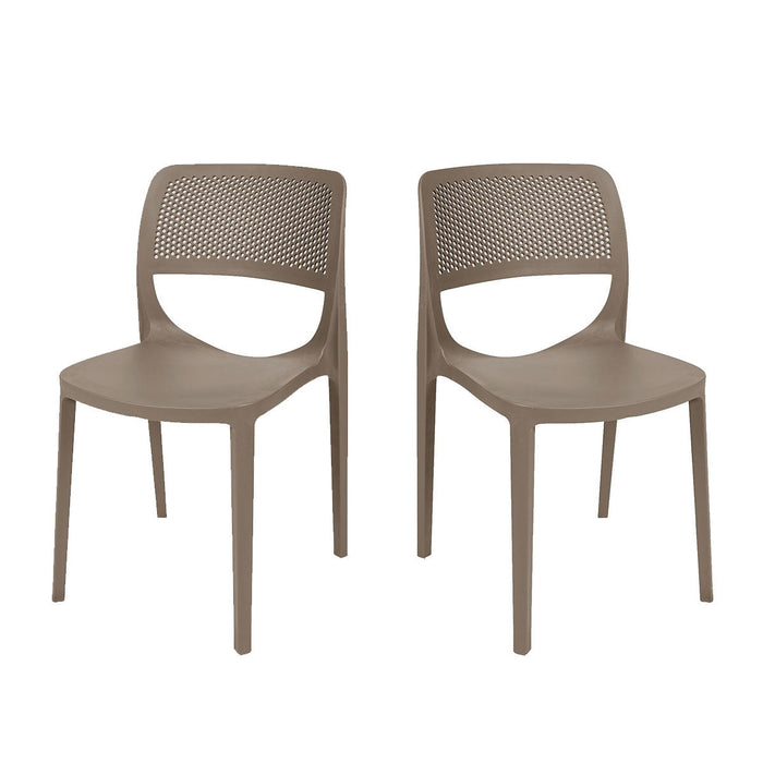 Mila Set of 2 Stackable Side Chair-Cappuccino