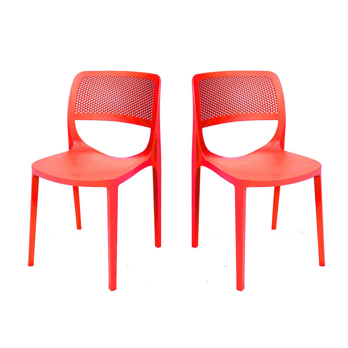 Mila Set of 2 Stackable Side Chair-Red