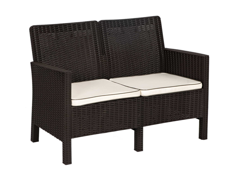 Nova 4-Piece Settee Set with Loveseat and Cushions-Brown