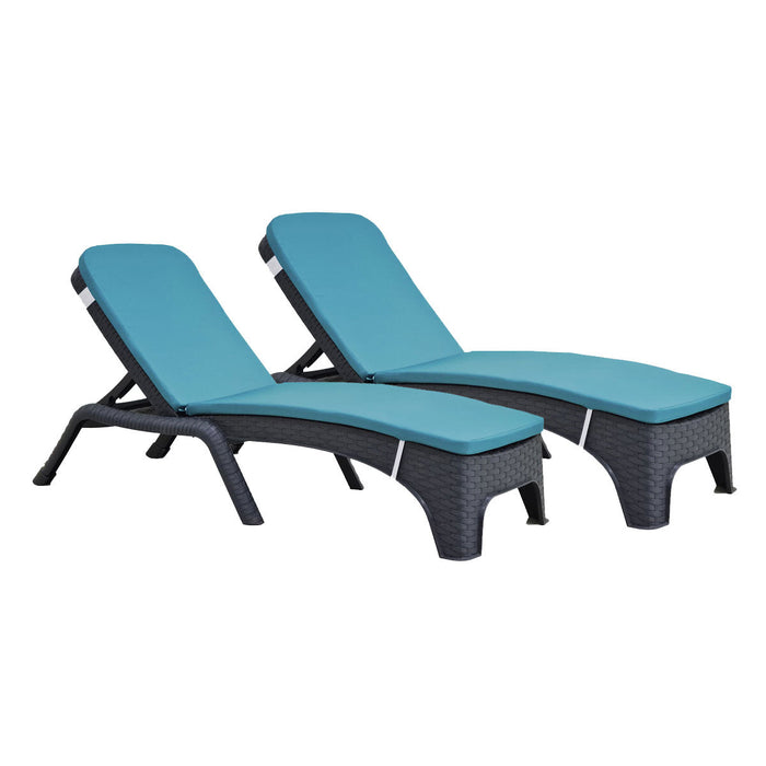 Roma Set of 2 Chaise Lounger w/cushion-Anthracite