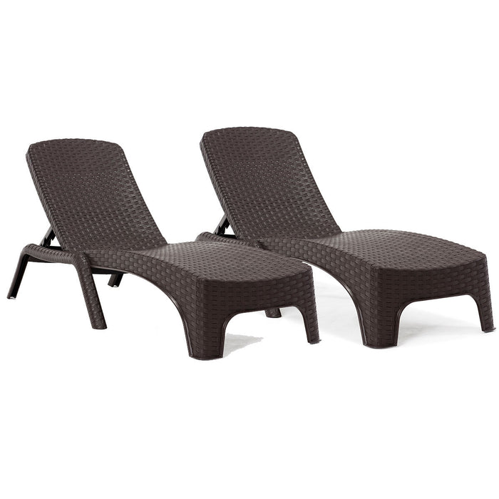 Roma Set of 2 Chaise Lounger-Brown