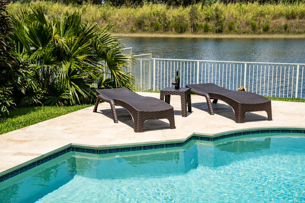 Roma 3-Piece Chaise Lounger Set-Brown