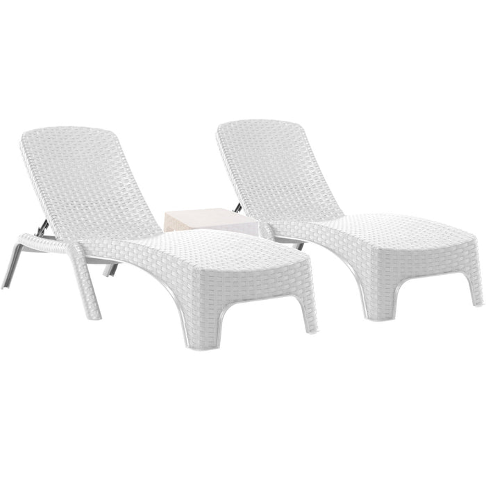 Roma 3-Piece Chaise Lounger Set-White