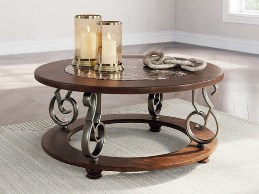 Ashley Furniture Frallyn coffee table, modern cocktail table with a sleek wood finish and sturdy design.