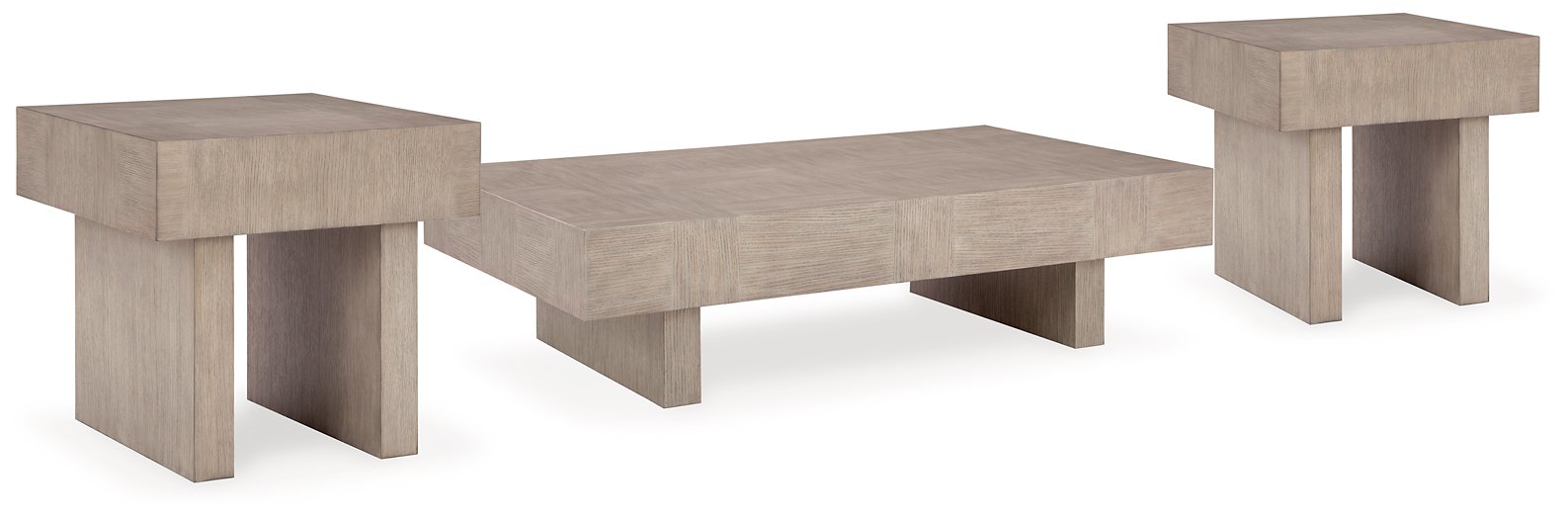 Ashley Furniture Jorlaina occasional table set with two wooden tables featuring a light finish and modern design.