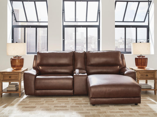 Ashley Furniture DeepWakes power reclining sectional with chaise, showcasing plush cushions and modern design in a cozy living room setting.