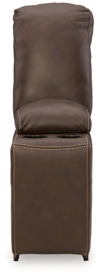 Ashley Furniture Dunleith Power Reclining Sectional with plush fabric and multiple reclining seats, shown from a front head-on view.