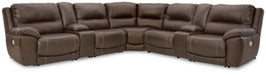 Ashley Furniture Dunleith Power Reclining Sectional with plush cushions and reclining seats, shown in a modern living room setting.