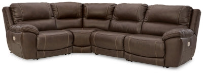 Ashley Furniture Dunleith Power Reclining Sectional with plush cushions and recliner seats, shown in a modern living room setting.