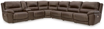 Ashley Furniture Dunleith Power Reclining Sectional with plush cushions and modern design, shown in a cozy living room setting.