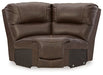 Ashley Furniture Dunleith Power Reclining Sectional with plush fabric and multiple reclining seats, shown from a head-on angle.