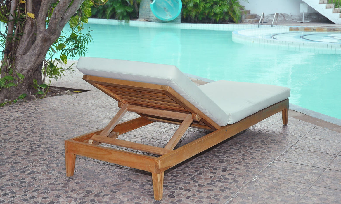 Panama Jack Bali Teak Chaise Lounge with Cushion