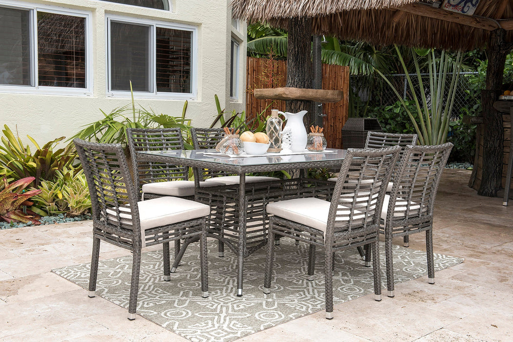 Panama Jack Graphite 7-Piece Side chair Dining Set with Cushions