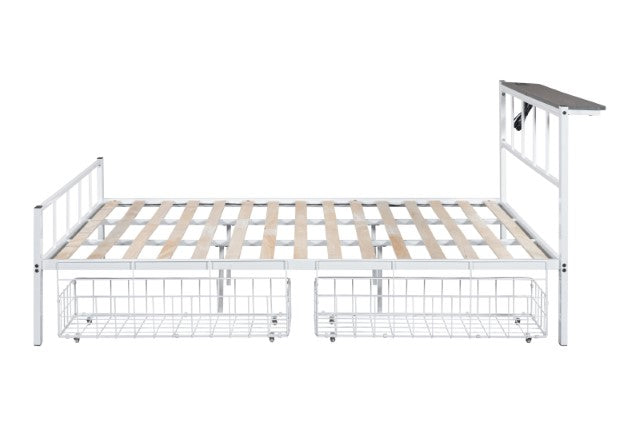 Nicoli Queen Metal Bed With Underbed Storage