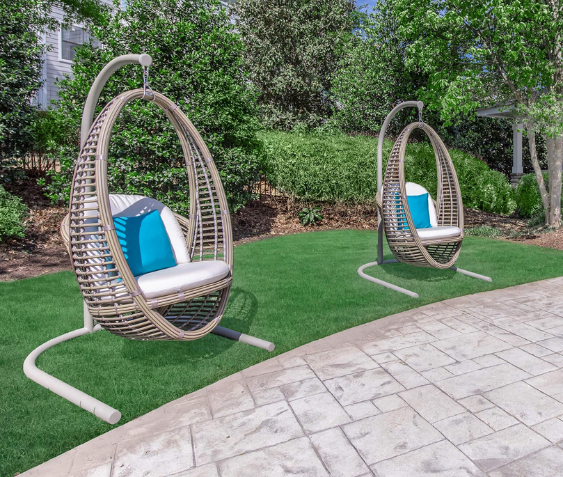 Heri Hanging Chair with Frame and Sunbrella Cushions