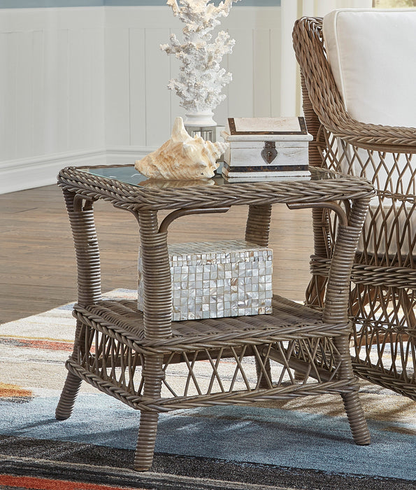 Panama Jack Seaside End Table with Glass